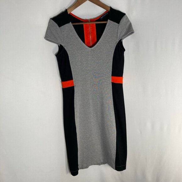 French Connection Manhattan Cap Sleeve Block Bodycon Knee Length Dress - Picture 6 of 9